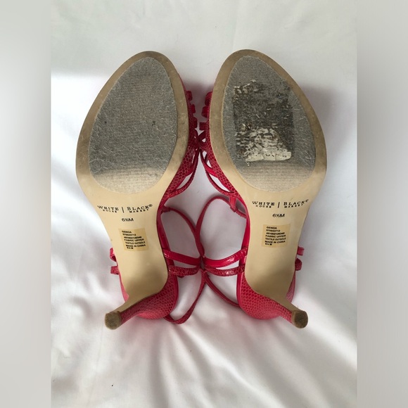 EUC WHBM Genoa Hot pink strappy platform snakeskin stiletto heels. Size 6.5 - Picture 9 of 12
